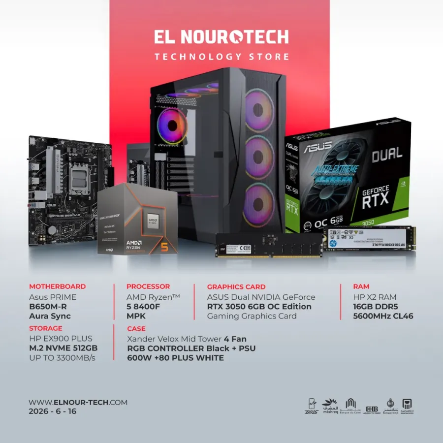 BUNDLE AMD Ryzen™ 5 8400F Desktop Processor (MPK) + ASUS Dual NVIDIA GeForce RTX 3050 6GB OC Edition Gaming Graphics Card
