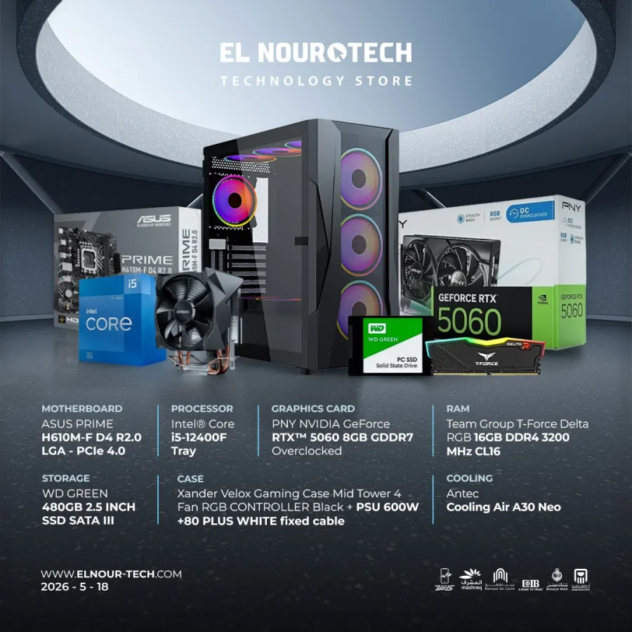 BUNDLE 	Intel® Core™ i5-12400F + PNY NVIDIA GeForce RTX™ 5060 8GB GDDR7