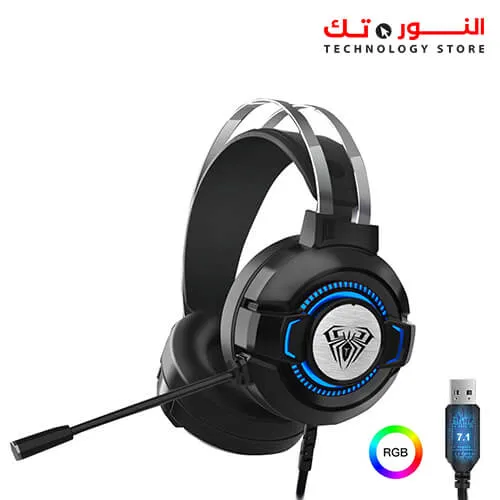 AULA S602 RGB Virtual 7.1 Surround Sound GAMING Headphone With 360° Microphone – USB 7.1