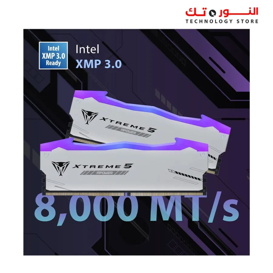 Patriot Viper Xtreme 5 DDR5 RGB RAM 32GB (2X16GB)  8000MTCL38 RGB SILVER