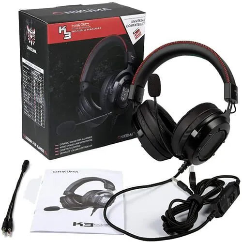 ONIKUMA K3 Stereo Gaming Headset for Xbox One, PC, PS4 Over-Ear Headphones with Noise Canceling Mic, Soft Breathing Earmuffs, LED Light, Mute&amp;Volume Control for Mac Laptop Tablet Smatphone