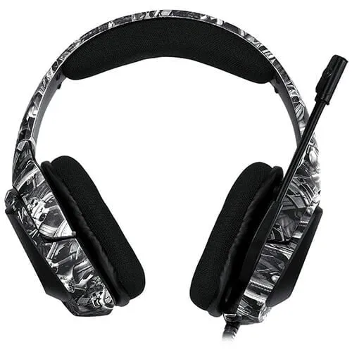 Onikuma K20 Camo Grey Gaming Headset with Surround Sound PS4 Headphones with Mic Works with Xbox One PC,RGB Lightweight Soft Earmuffs &amp; Volume Control
