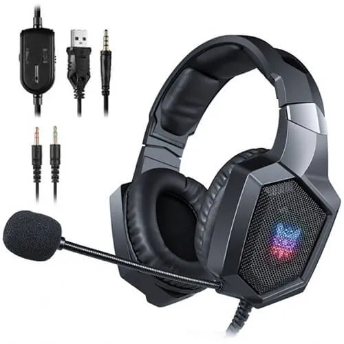 ONIKUMA Gaming Headset - Updated K8 Headset Gaming for PS4 Xbox One, Stereo Over-ear Headphones &amp; Noise-canceling Microphone with Mic for PC Computer, Black