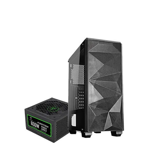 Redragon GC-510 Grindor Side Glass Temp Black + T-DAGGER TPS201 600W - Without fans inside