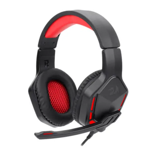Redragon H220 THEMIS Wired Gaming Headset, Stereo Surround-Sound, Noise Cancelling Over-Ear Headphones with Mic, Volume Control, Red LED Light, Compatible with PC, PS4/3, Xbox One and Nintendo Switch