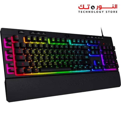 REDRAGON K512 SHIVA RGB BACKLIT MEMBRANE GAMING KEYBOARD WITH MULTIMEDIA KEYS, QUIET MECHANICAL FEELING KEYBOARD, 6 EXTRA ON-BOARD MACRO KEYS, DEDICATED MEDIA CONTROL, DETACHABLE WRIST REST