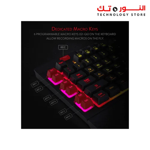REDRAGON K512 SHIVA RGB BACKLIT MEMBRANE GAMING KEYBOARD WITH MULTIMEDIA KEYS, QUIET MECHANICAL FEELING KEYBOARD, 6 EXTRA ON-BOARD MACRO KEYS, DEDICATED MEDIA CONTROL, DETACHABLE WRIST REST