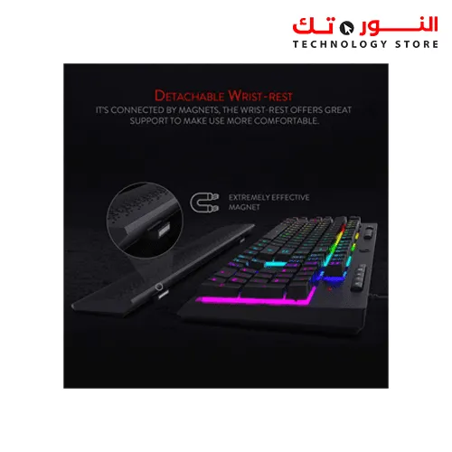 REDRAGON K512 SHIVA RGB BACKLIT MEMBRANE GAMING KEYBOARD WITH MULTIMEDIA KEYS, QUIET MECHANICAL FEELING KEYBOARD, 6 EXTRA ON-BOARD MACRO KEYS, DEDICATED MEDIA CONTROL, DETACHABLE WRIST REST