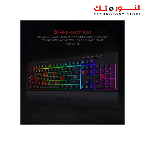 REDRAGON K512 SHIVA RGB BACKLIT MEMBRANE GAMING KEYBOARD WITH MULTIMEDIA KEYS, QUIET MECHANICAL FEELING KEYBOARD, 6 EXTRA ON-BOARD MACRO KEYS, DEDICATED MEDIA CONTROL, DETACHABLE WRIST REST