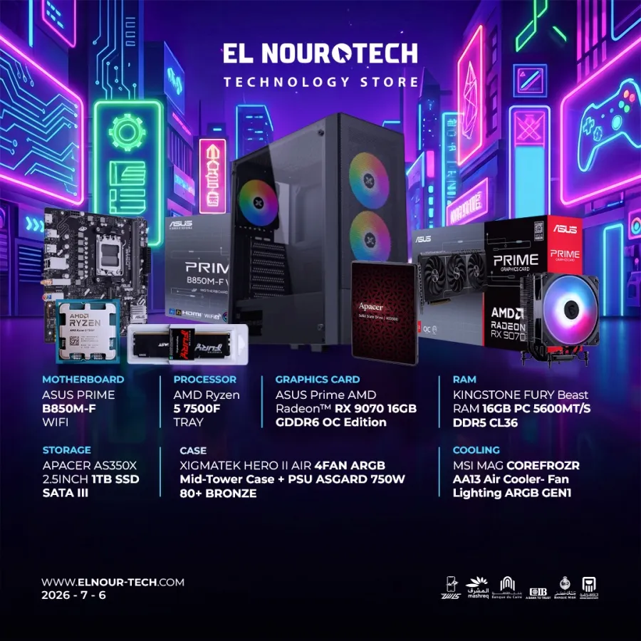BUNDLE AMD Ryzen 5 7500F TRAY +  ASUS Prime AMD Radeon™ RX 9070 16GB GDDR6 OC Edition