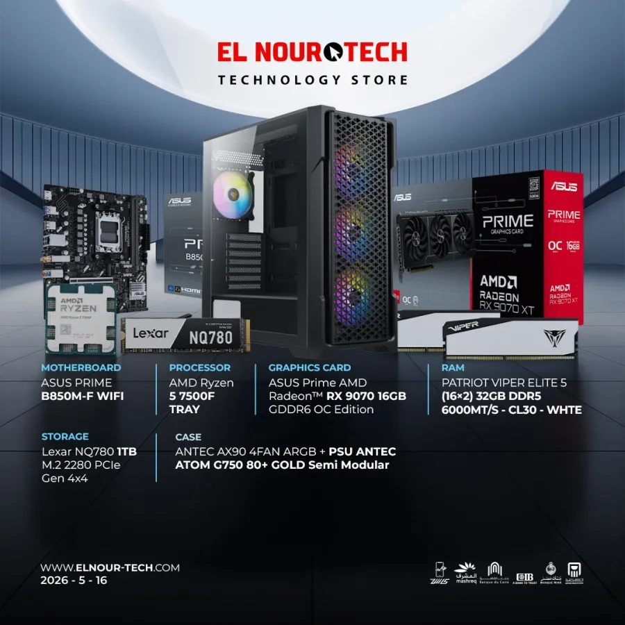 BUNDLE 	AMD Ryzen 5 7500F + ASUS Prime AMD Radeon™ RX 9070 16GB GDDR6 OC Edition