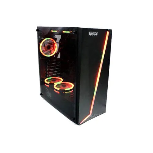 Techno Zone C4 Gaming RGB Computer Case With 5 RGB Fans With Power Supply 500W