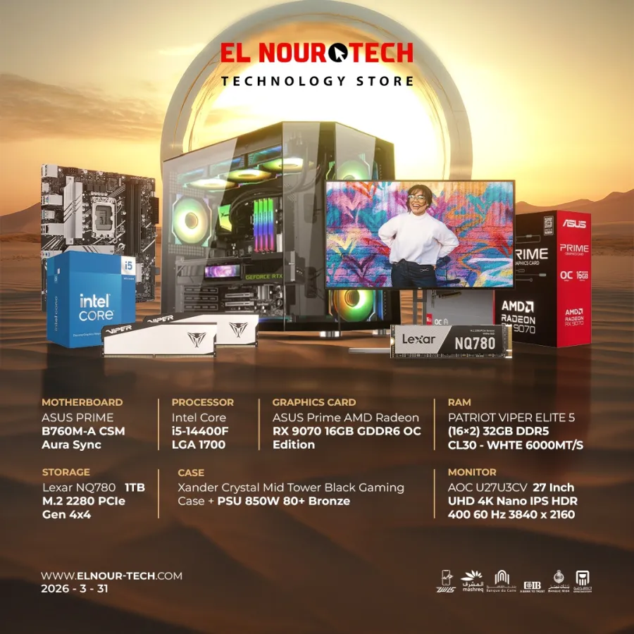 BUNDLE Intel Core i5-14400F + ASUS Prime AMD Radeon™ RX 9070 16GB GDDR6 OC Edition