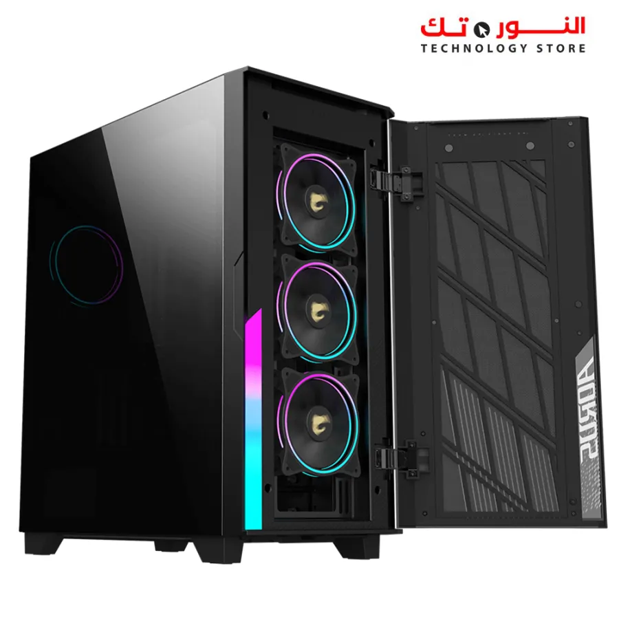 GIGABYTE AORUS C500 Glass - Black Mid Tower PC Gaming Case, Tempered Glass, USB Type-C, 4X ARBG Fans Included