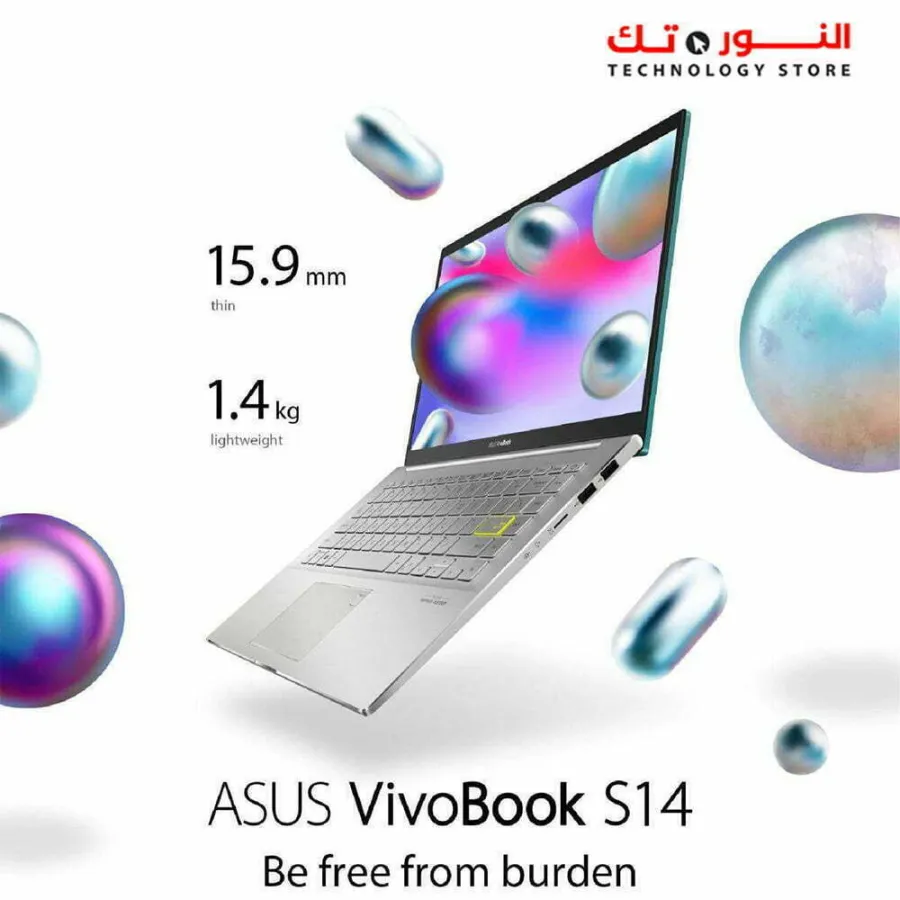 Asus Vivobook S14 S433EQ-AM07GW Intel Core™ i7-1165G7, 16GB DDR4 Ram, 512GB SSD, Nvidia GeForce MX350 2GB GDDR5, 14 Inch - Win 11-Transparent