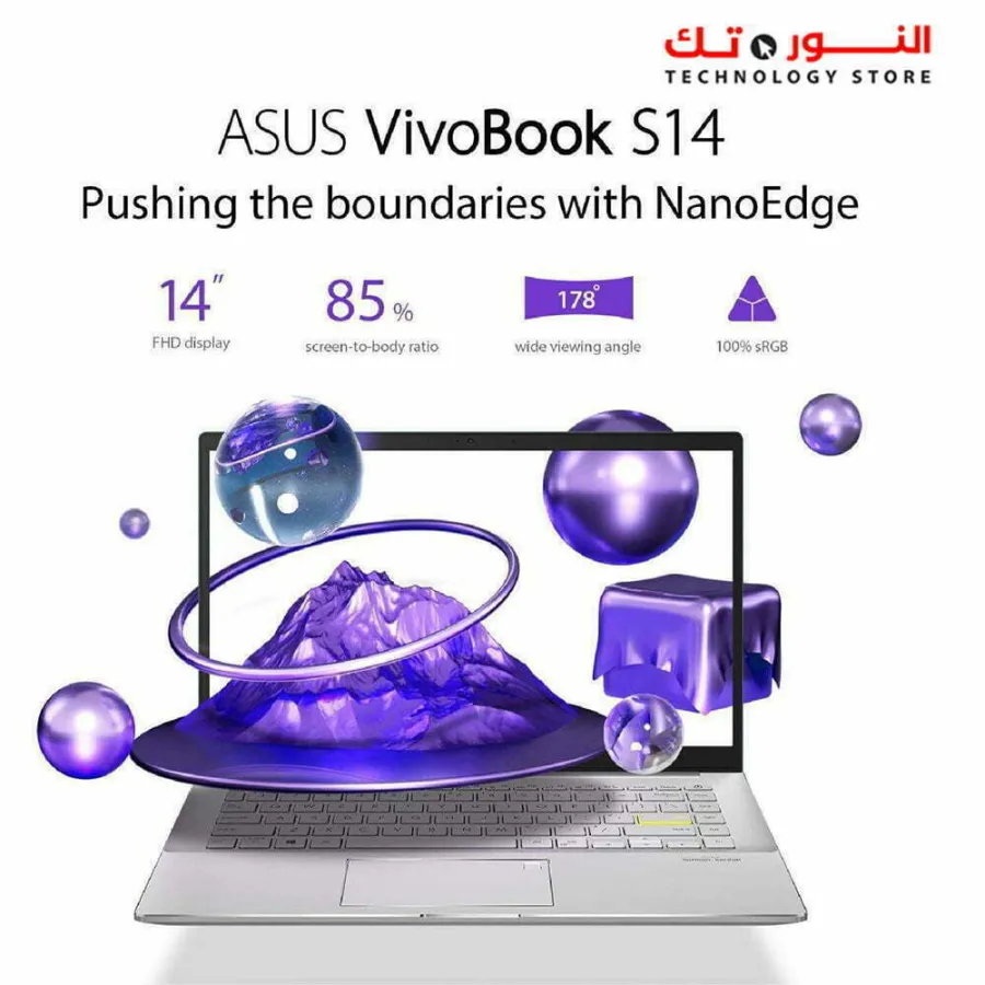 Asus Vivobook S14 S433EQ-AM07GW Intel Core™ i7-1165G7, 16GB DDR4 Ram, 512GB SSD, Nvidia GeForce MX350 2GB GDDR5, 14 Inch - Win 11-Transparent