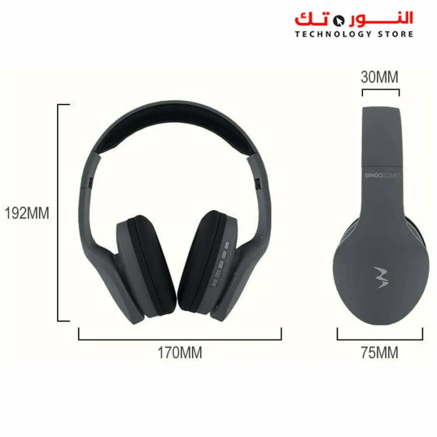 Bingozones B1 Wireless Over-Ear, Foldable Bluetooth and Wired Stereo Headset with Micro SD/TF, FM for Cell Phone