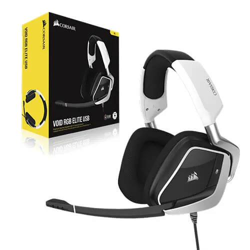 CORSAIR VOID RGB ELITE USB Premium Gaming Headset with 7.1 Surround Sound — White