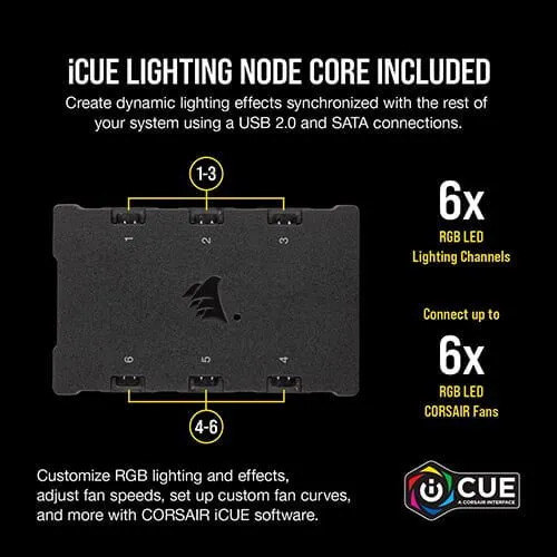 CORSAIR iCUE SP120 RGB PRO Performance 120mm Triple Fan Kit with Lighting Node CORE