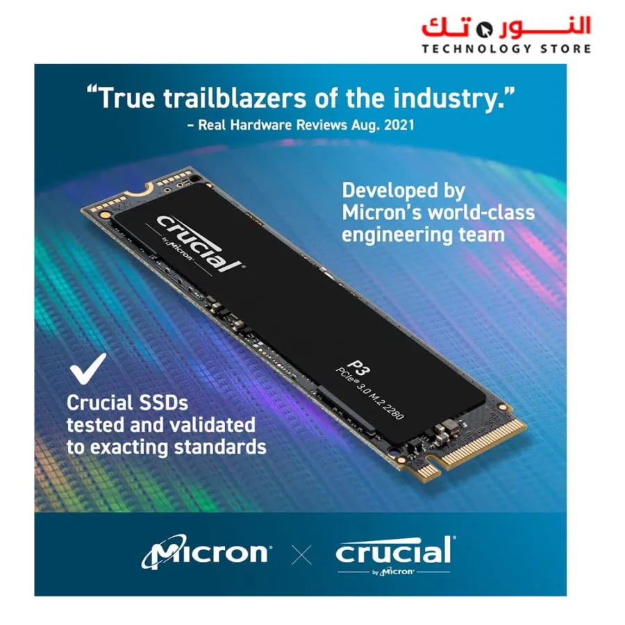 Crucial P3 500GB PCIe 3.0 3D NAND NVMe M.2 SSD, up to 3500MB/s Sequential Read &amp; 1900 MB/s Sequential Write - CT500P3SSD8