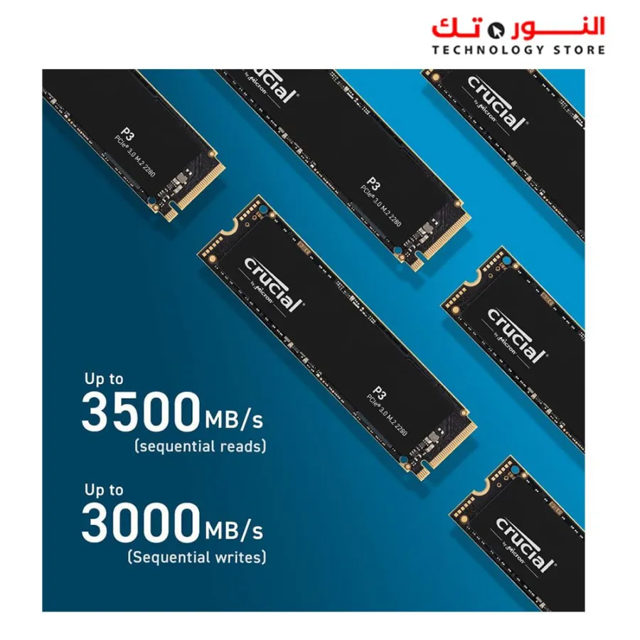Crucial P3 500GB PCIe 3.0 3D NAND NVMe M.2 SSD, up to 3500MB/s Sequential Read &amp; 1900 MB/s Sequential Write - CT500P3SSD8