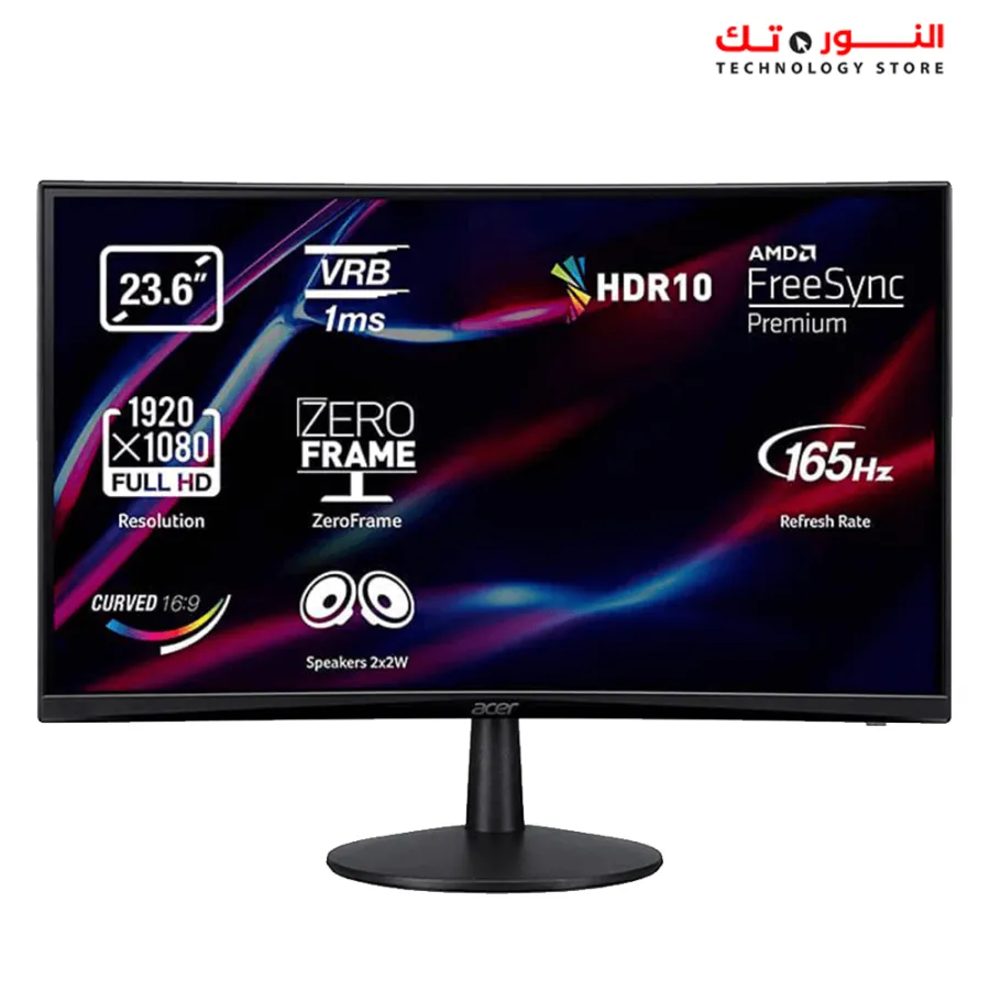 Acer Nitro ED240QSBMIIPX, 23.6" Full HD 165 Hz Gaming Monitor (1920x1080, LED Screen, ZeroFrame and FreeSync, 1ms Response Time (VRB), VGA, HDMI)