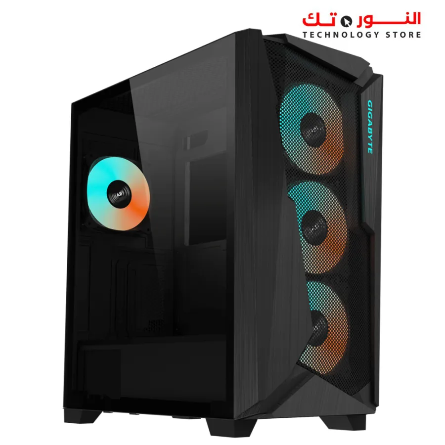 GIGABYTE C301 Glass V2 - Black Mid Tower PC Gaming Case, Tempered Glass, USB Type-C, 4X ARBG Fans Included