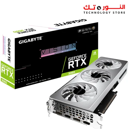 GIGABYTE RTX 3060 VISION OC 12G Graphics Card, 3 x WINDFORCE Fans, 12GB 192-bit GDDR6
