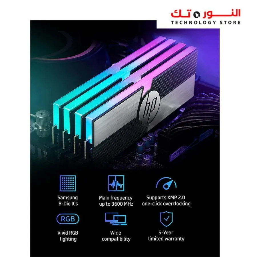 HP V10 RGB DDR4 3600MHz U-DIMM CL14 2x8G