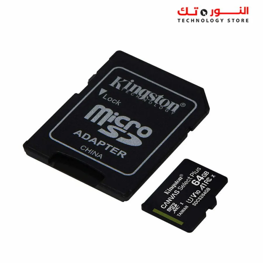 Kingston 64GB micSDXC Canvas Select Plus 100R A1 C10 Card + ADP, SDCS2/64GB, black