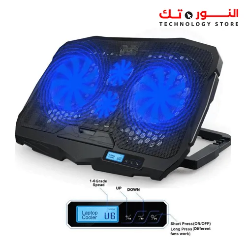 GIGAMAX Laptop USB Cooling Pad S18 Plus With Led Screen - Black