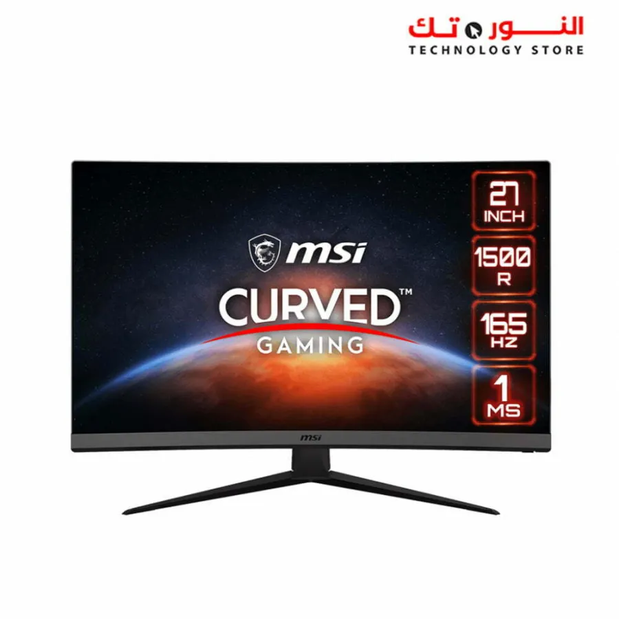 MSI Optix G27C7 Curved Gaming Monitor, 1920 x 1080 (FHD), 27 Inches, 16:9 Aspect Ratio, 1ms Response Time, 165Hz Referesh Rate, Anti-glare - Black