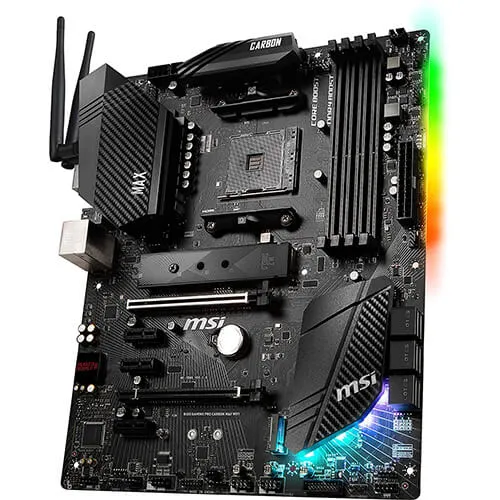 MSI B450 Gaming PRO Carbon MAX WiFi Performance Gaming AMD Ryzen 1st, 2nd, and 3rd Gen AM4 M.2 USB 3.2 Gen 2 DDR4 HDMI Display Port Wi-Fi ATX Motherboard