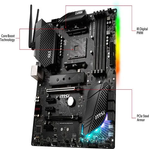 MSI B450 Gaming PRO Carbon MAX WiFi Performance Gaming AMD Ryzen 1st, 2nd, and 3rd Gen AM4 M.2 USB 3.2 Gen 2 DDR4 HDMI Display Port Wi-Fi ATX Motherboard