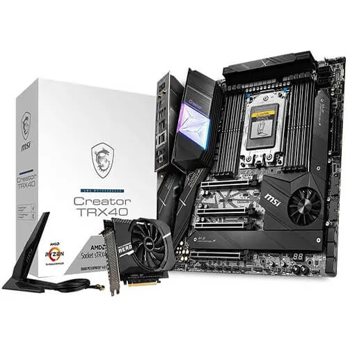 MSI Creator TRX40 Motherboard (AMD sTRX4, PCIe Gen4, M.2, USB3.2 Gen2x2, DDR4, 10G LAN, Wi-Fi 6, eATX)