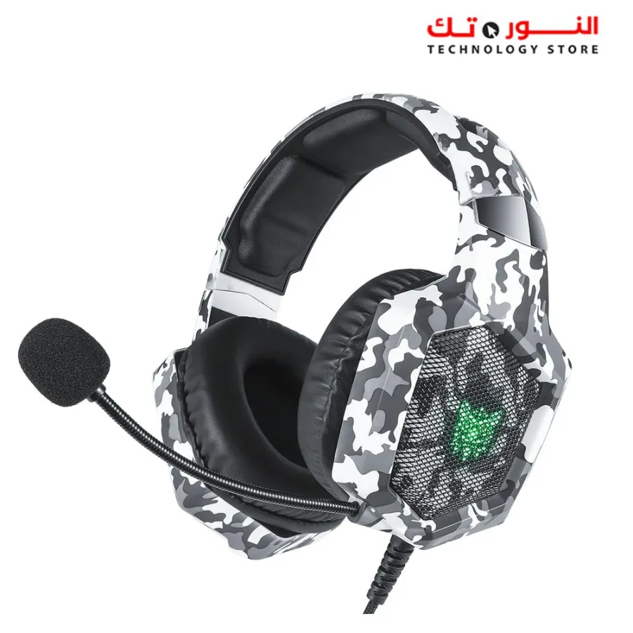 ONIKUMA K8 CAMO GREY Wired Stereo Gaming Headphones With Mic LED Lights