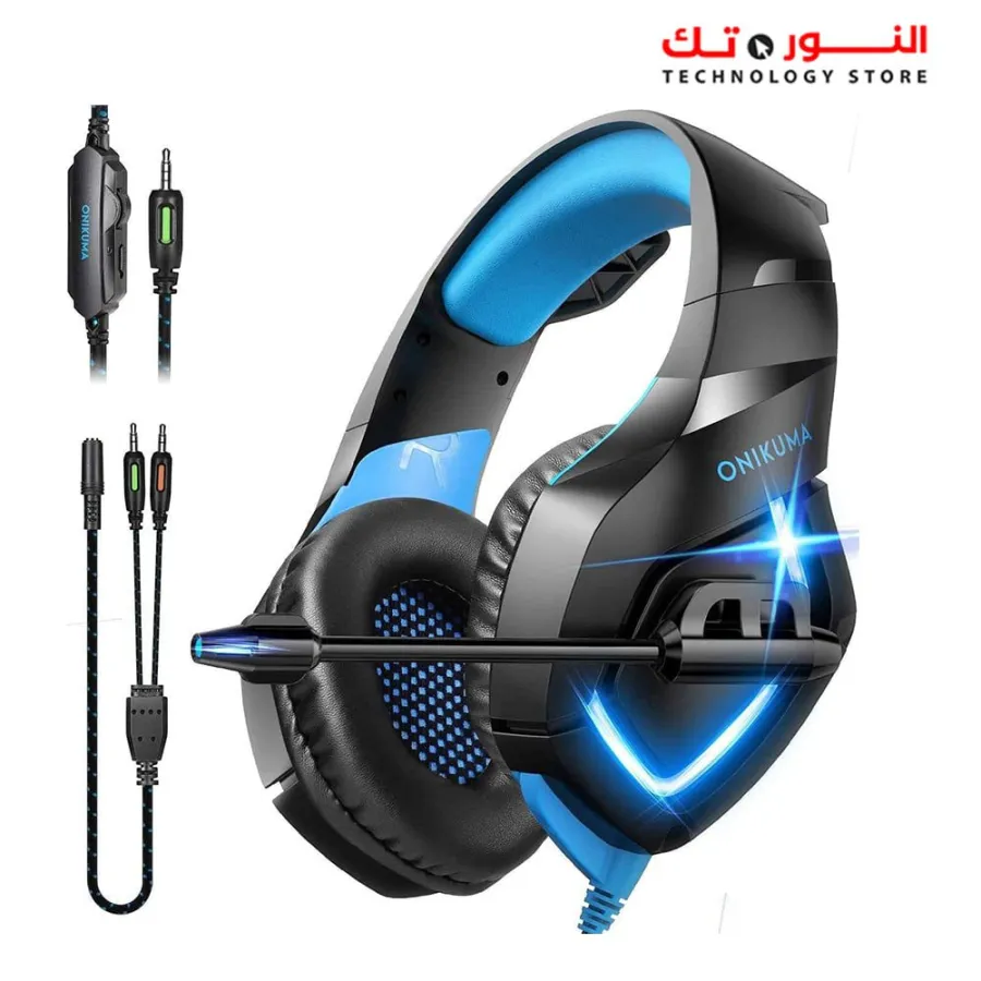 Onikuma K1B Gaming Headset - 7.1 Surround Sound - 50MM Drivers - Noise Canceling Mic - PC / PS4-3 / MOBILE/XBOX/LAPTOP