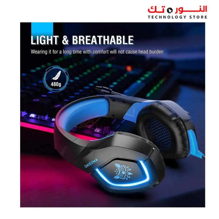 Onikuma K1B Gaming Headset - 7.1 Surround Sound - 50MM Drivers - Noise Canceling Mic - PC / PS4-3 / MOBILE/XBOX/LAPTOP