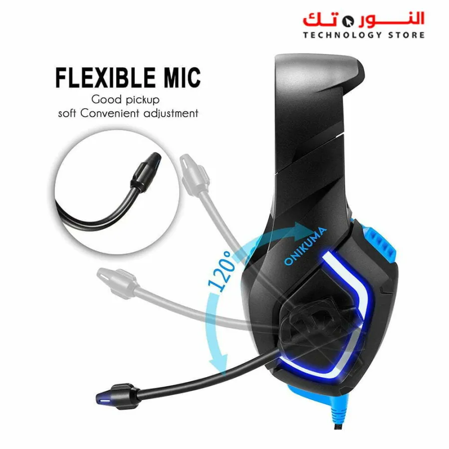 Onikuma K1B Gaming Headset - 7.1 Surround Sound - 50MM Drivers - Noise Canceling Mic - PC / PS4-3 / MOBILE/XBOX/LAPTOP