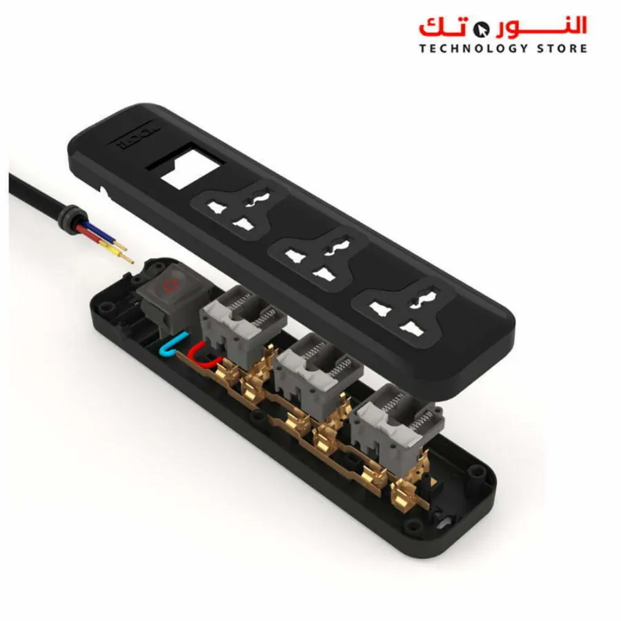 iLOCK power strip 3 universal outlets with overload switch (black)