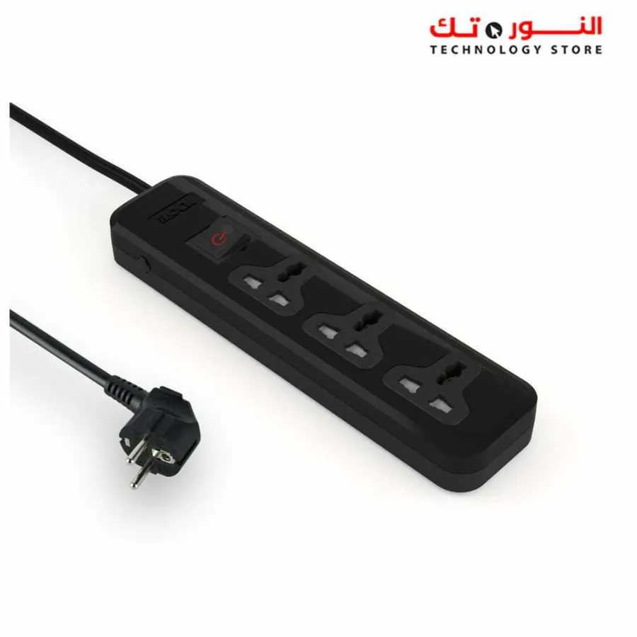 iLOCK power strip 3 universal outlets with overload switch (black)