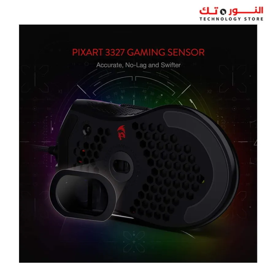 Redragon M808 Storm -85Gram RGB Gaming Mouse | Optical Sensor 3327 12,400 DPI | Programmable Buttons | Ultralight Honeycomb Shell | FOR PC