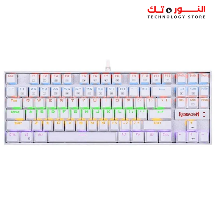 REDRAGON Kumara K552 Rainbow RED Switch 87 Key TKL Design White Wired Mechanical Gaming Keyboard