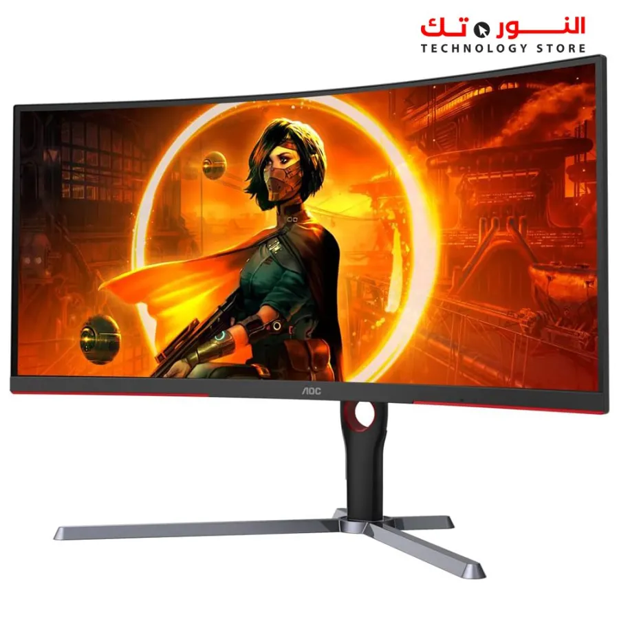 AOC CU34G3S 34" Frameless Curved Ultrawide Gaming Monitor, WQHD 3440 x1440, 165Hz 1ms, FreeSync Premium, Height Adjustable -Bright-dot, Black