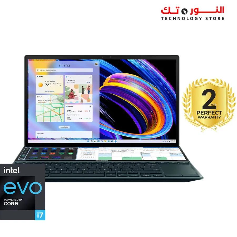 Asus Zenbook Duo 14 UX482EG- HY007W Laptop Intel Ci7-1165G7, 16GB RAM, 1TB SSD, NVIDIA MX450 2GB, 14.0-inch FHD NanoEdge Touch Display, Win11
