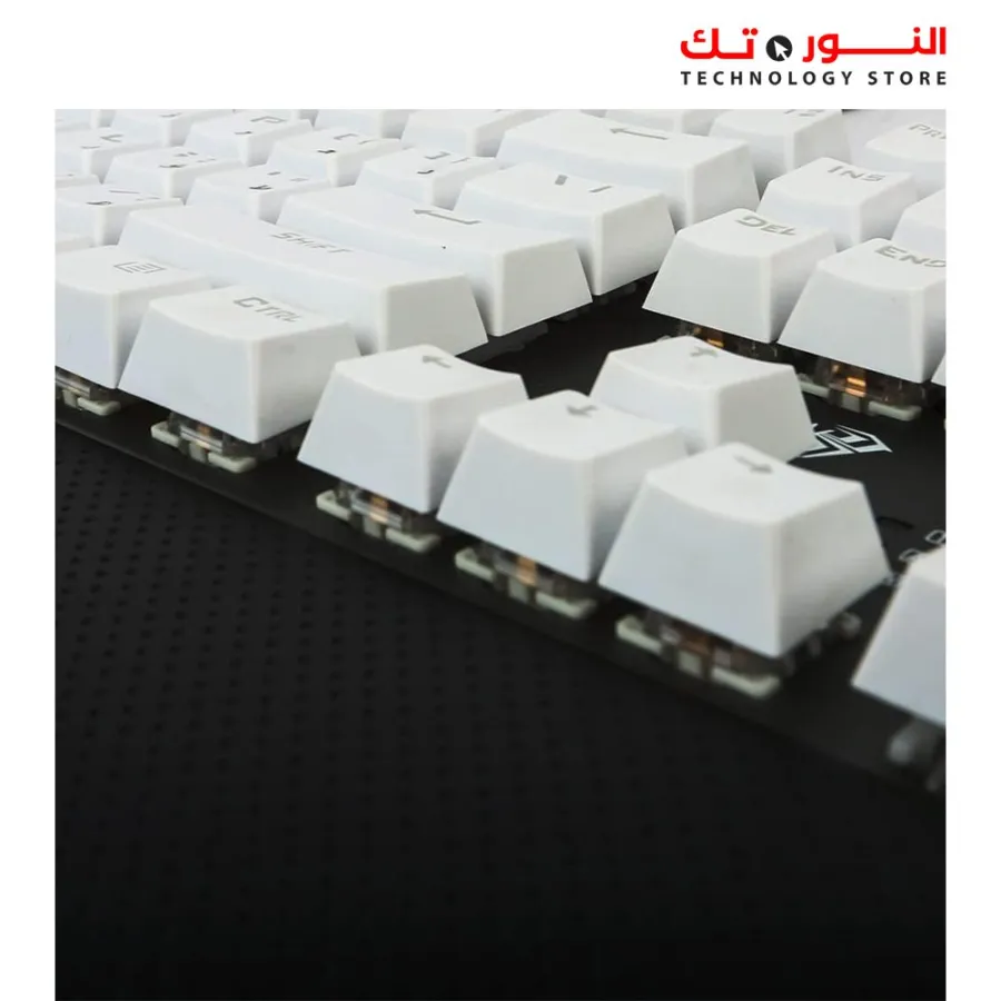 Aula F2088 Full Mechanical Gaming Keyboard With Rainbow Backlit LED -Arabic/English-WHITE