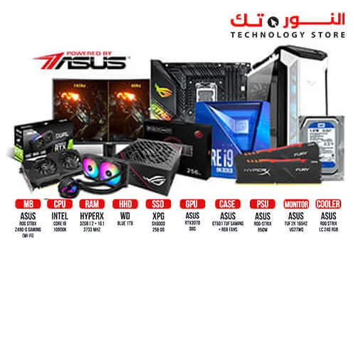 BUNDLE ASUS ROG STRIX Z490-G GAMING(WI-FI) + COR i9 10900k + HyperX Fury RGB 32GB(2X 16G) DDR4 3733Mhz + 1tb wd blue + XPG SX6000 256 NVME + ASUS Dual-RTX3070-O8G + ASUS GT501 TUF GAMING CASE White RGB Fans + ASUS ROG-STRIX-850G 80+Gold + ASUS TUF 2K 165Hz VA VG27WQ + ASUS ROG STRIX LC 240 RGB