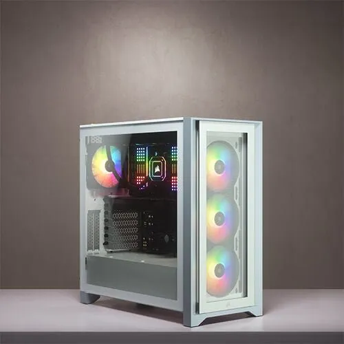 CORSAIR iCUE 4000X RGB Tempered Glass Mid-Tower ATX Case — White