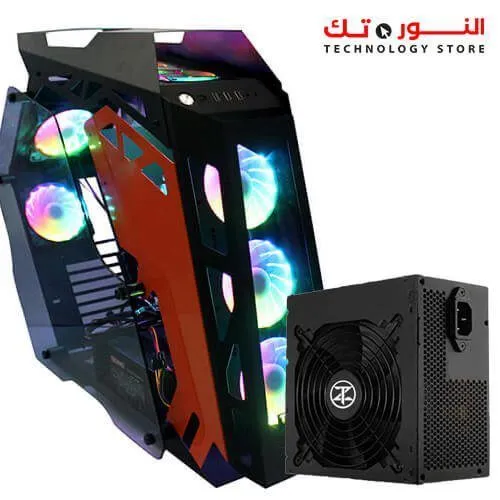 TechnoZone C12 Gaming RGB Computer Case WITH 8 RGB FAN + Power Supply 600w 80 Plus