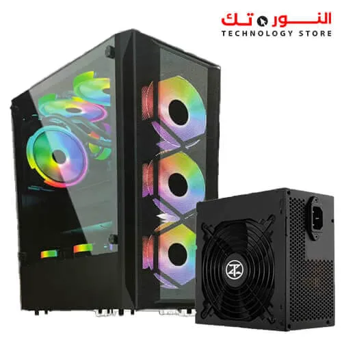 TechnoZone C 270 Gaming RGB Computer Case WITH 5 RGB FAN + Power Supply 600w 80 Plus